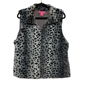 Betsey Johnson Mob Wife Coquette Glam Faux Fur Vest Womens Size XL Streetwear‎